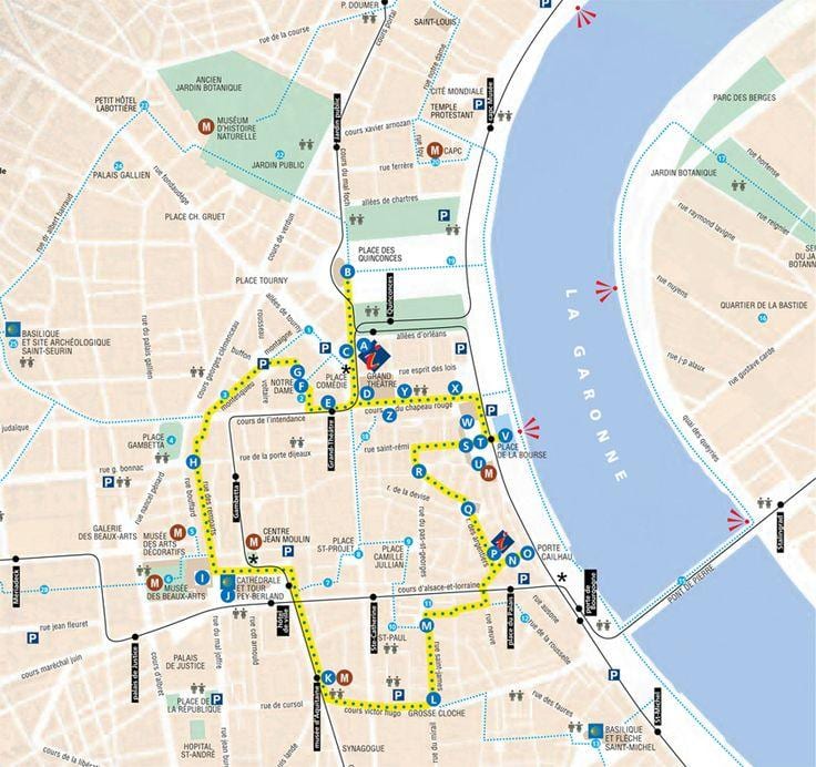 karta Bordeaux pješačenje