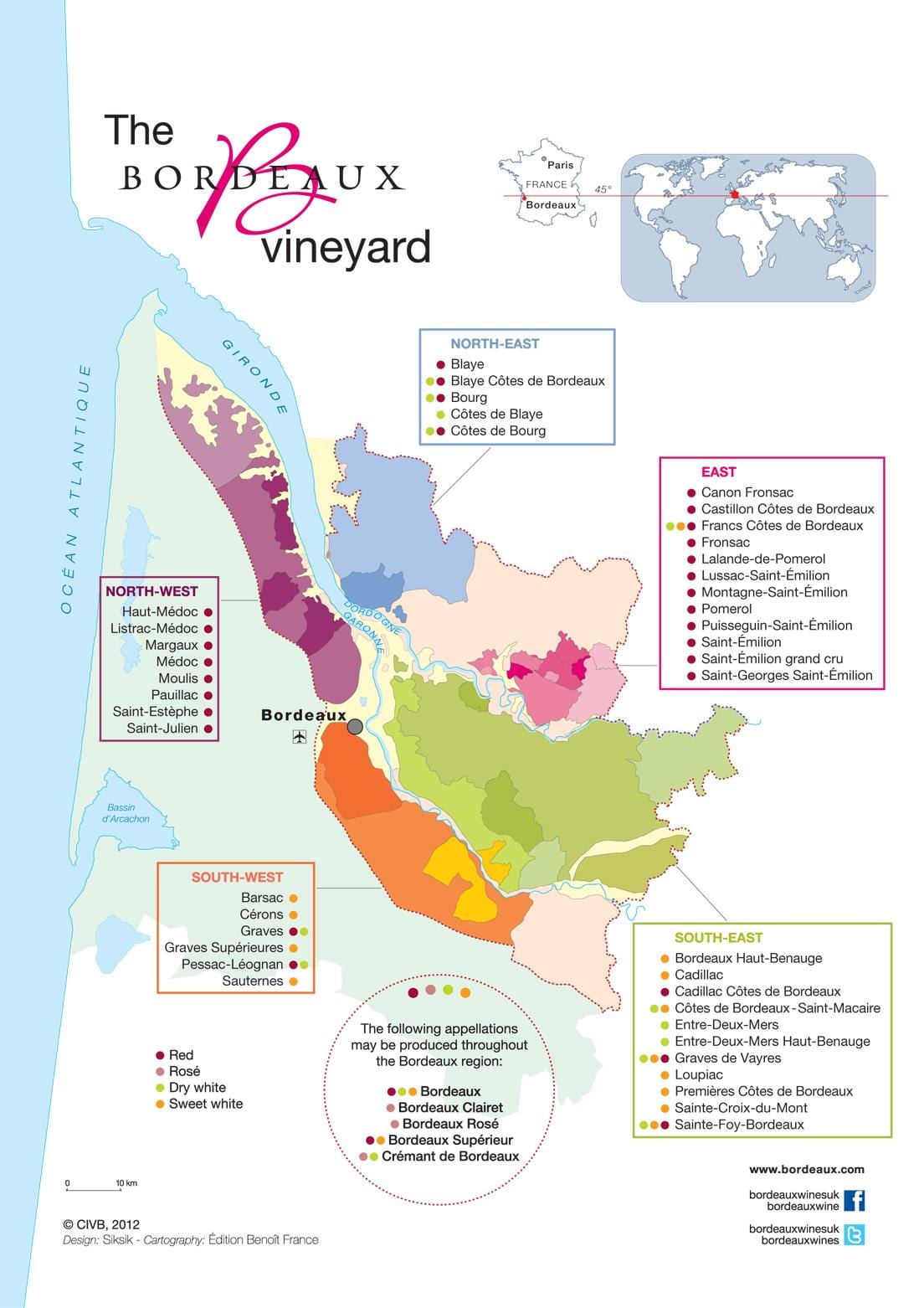 karta Bordeaux zemlja vino
