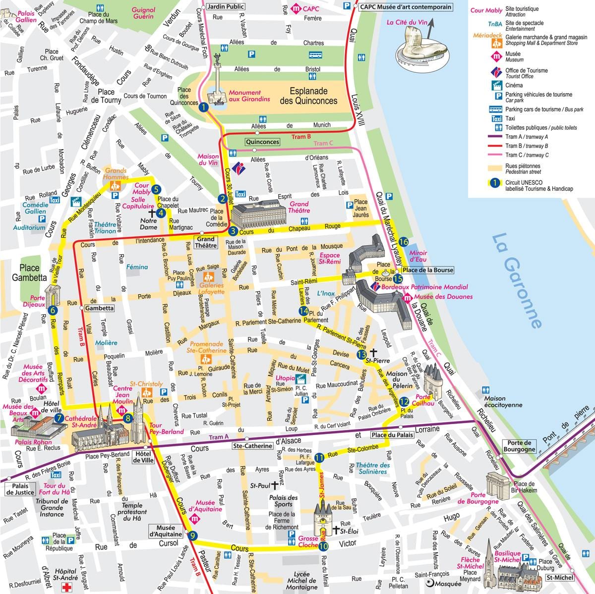 Centar grada Bordeaux karti