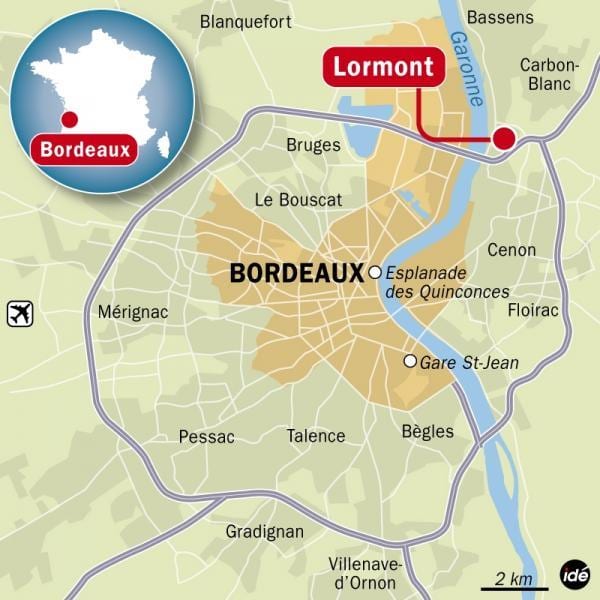 karta Bordeaux predgrađu