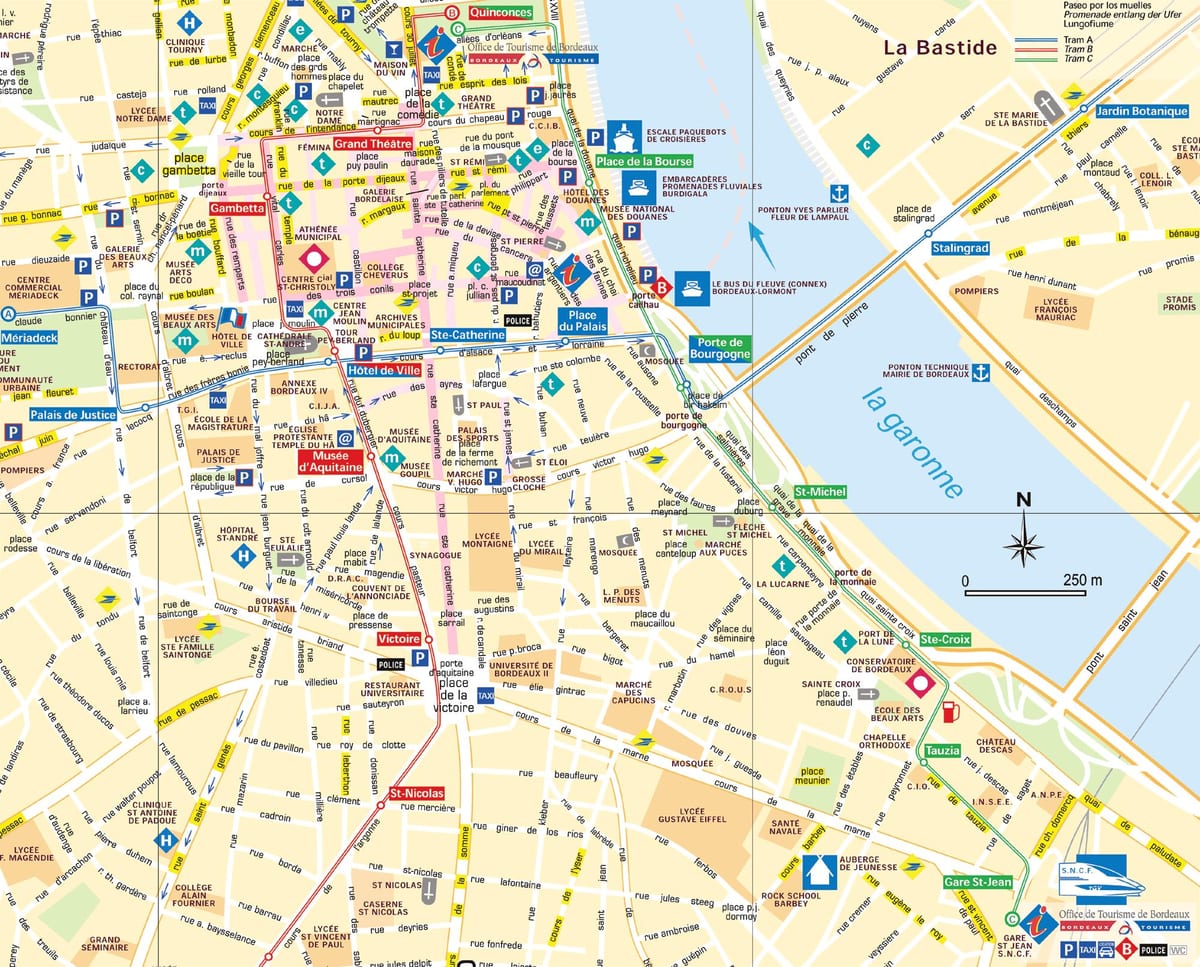 mapa ulica Bordeaux, Francuska