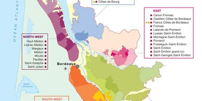 Karta Bordeaux zemlja vino