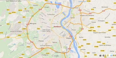 Karta okolice Bordeaux, Francuska